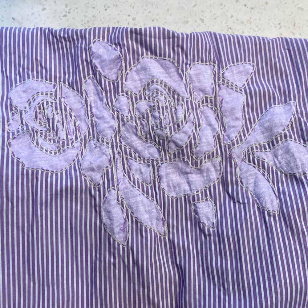 Hand Crafted Lavender Striped Tank Top with Ruffle Hem - Picture 7 of 12